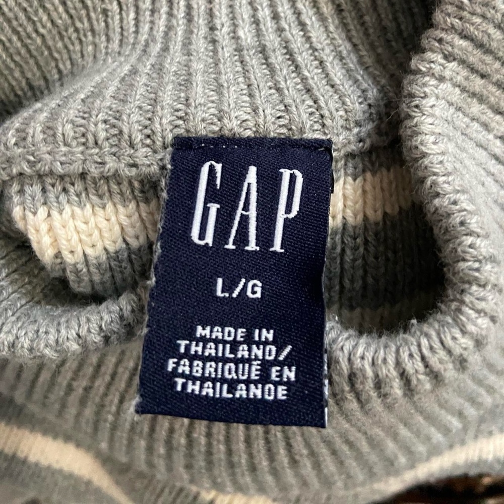 GAP gray & white knit striped mockneck sweater - Picture 6 of 7
